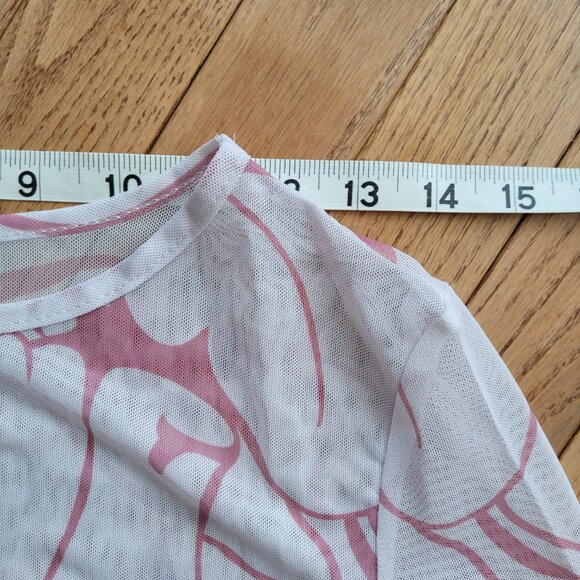 NWT Y2K Dazy Sheer Long Sleeve Top with Ruffle Wrist M Pink - Picture 11 of 15